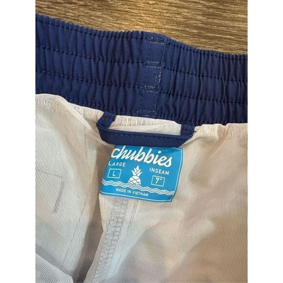 NWOT Chubbies Men’s The Moon Shadows 7” Classic Swim Trunk Navy Neon Stripe LG - Picture 3 of 7